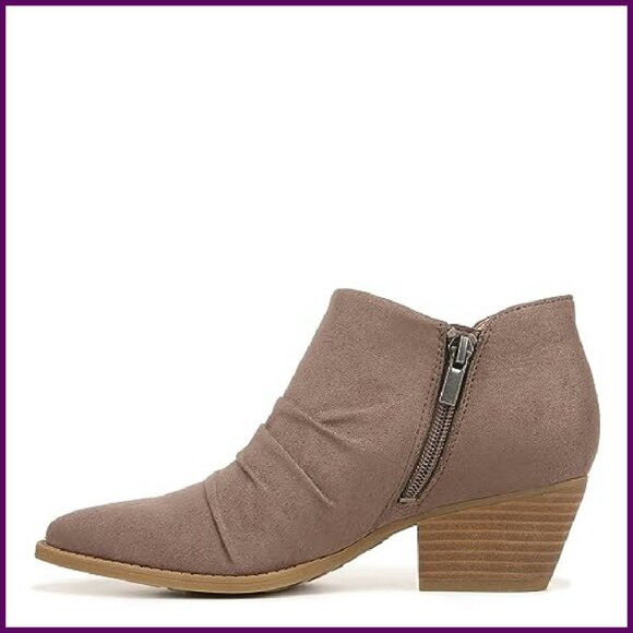 Women's Microsuede Ankle Boots with Zipper, Stacked Heel, Recycled Materials - Picture 5 of 8
